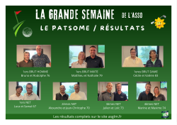 RESULTATS PATSOME DE LA GRANDE SEMAINE 